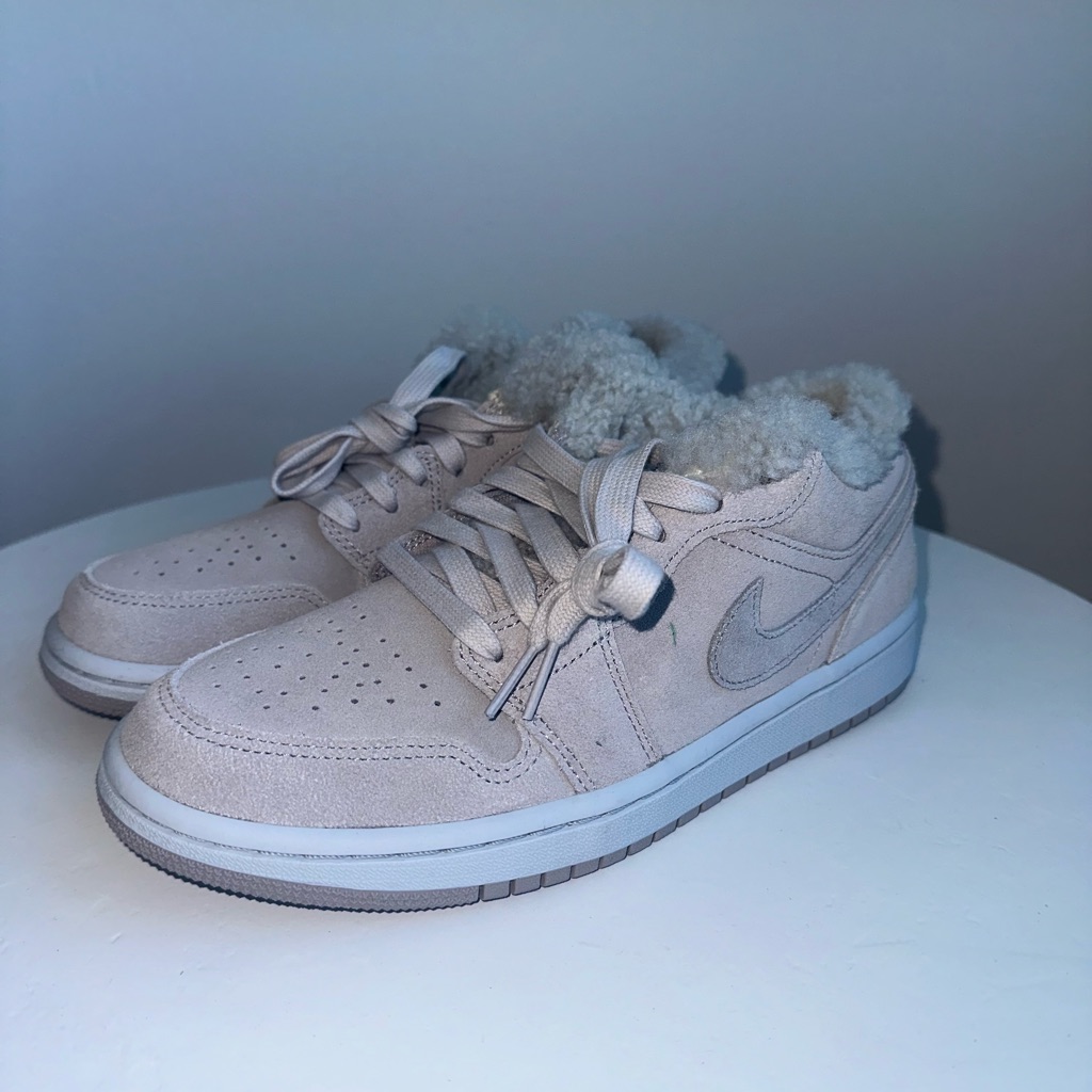 Nike Suede Low-Top Sneakers With Shearling Lining In Light Taupe